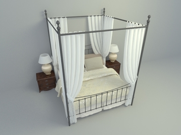 3d model bed free download, elegant with fully height curtain bed design