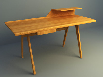 simple computer table with wood material