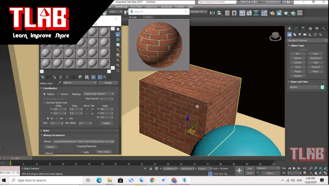 3ds max tutorial beginner - Material editor (basic color and texture import)