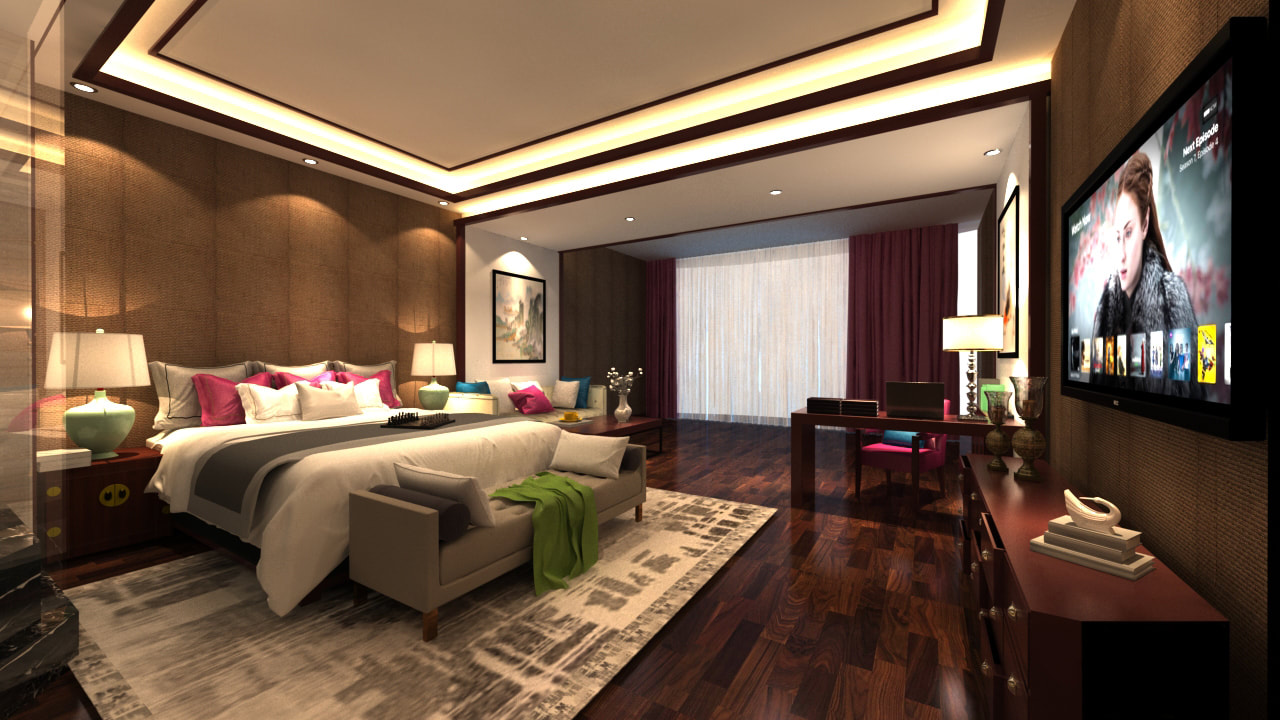 3d models scene hotel room chinese culture concept design 2018