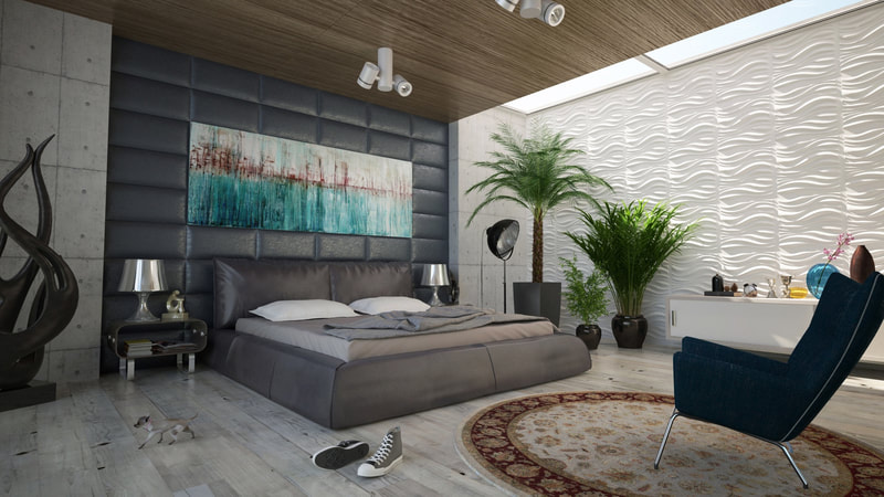 bedroom with modern and garden concept style