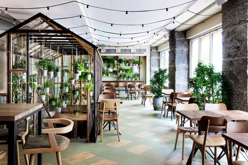 cafe design with "mini garden" concept