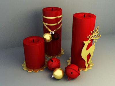 christmas decoration 3d model free download - Candle decoration 002