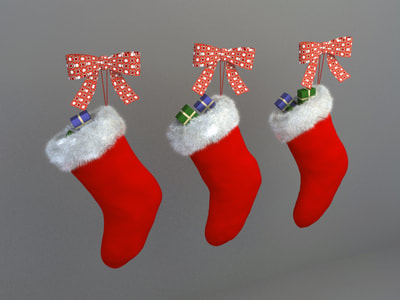 christmas decoration 3d model free download - Christmas sock 004
