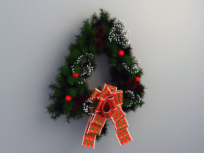 christmas decoration 3d model free download - wreath decoration 007