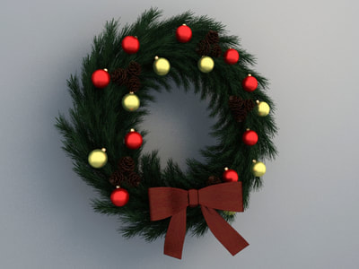 christmas decoration 3d model free download - wreath decoration 008