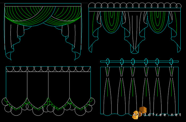 curtain cad blocks - Swags and Valances 2