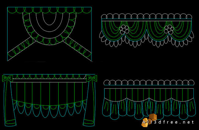 curtain cad blocks - Swags and Valances 3
