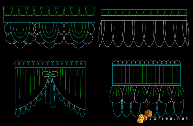 curtain cad blocks - Swags and Valances 5