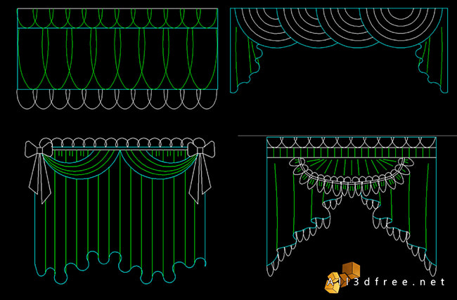 curtain cad blocks - swags and valances 6