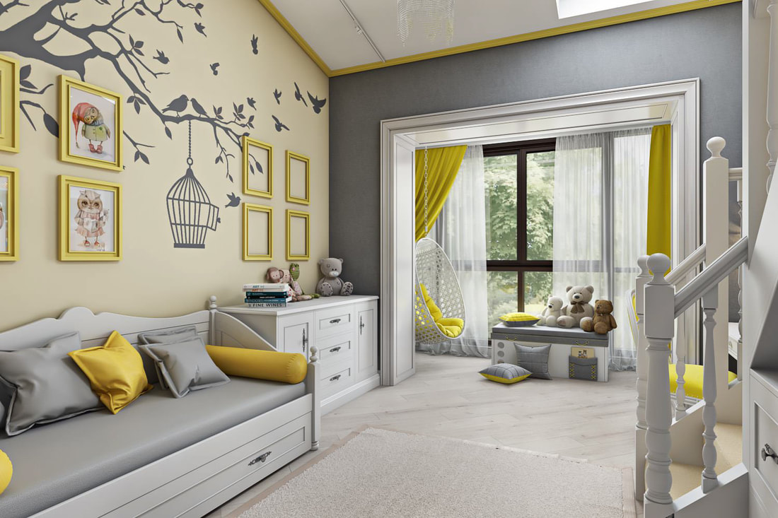 kid room with childlike design A view