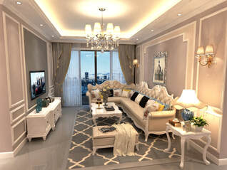 3d interior scene luxurious Living Room Concept