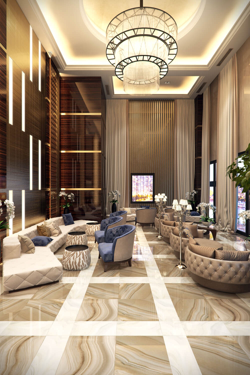 hotel lobby with modern look concept B view on all3dfree