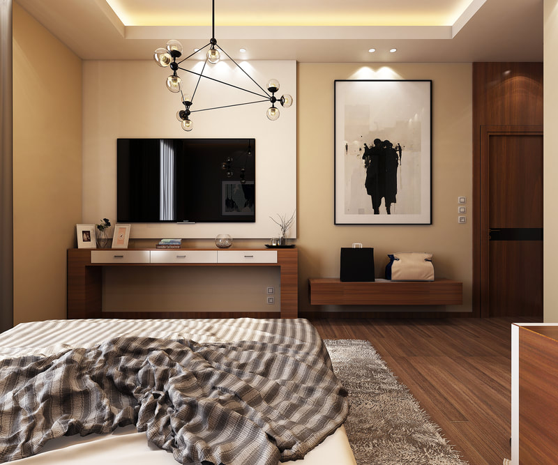 Modern hotel room with "brown texture" concept design ( B View ) on all3dfree