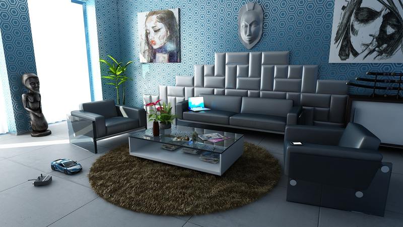 "art & abstract" style living area design on all3dfree