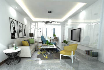 3d interior scene simple living area concept design