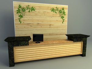 Wooden reception design 3d model