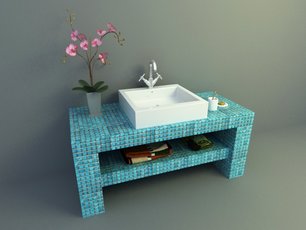 Modern style simple bath cabinet 3d models