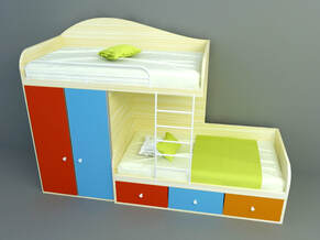Kids double bed with colorful concept design