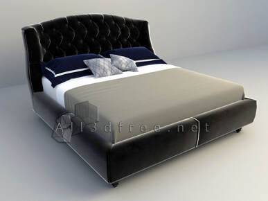 free 3d model - Jane European double bed 3D model 001
