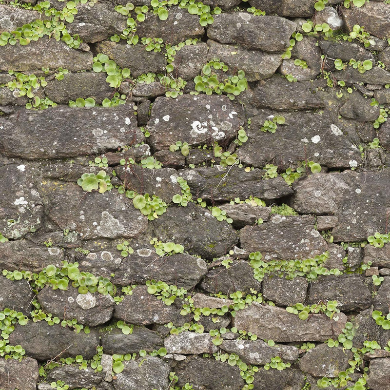 stone brick textures - Outdoor stone brick wall with grass 006
