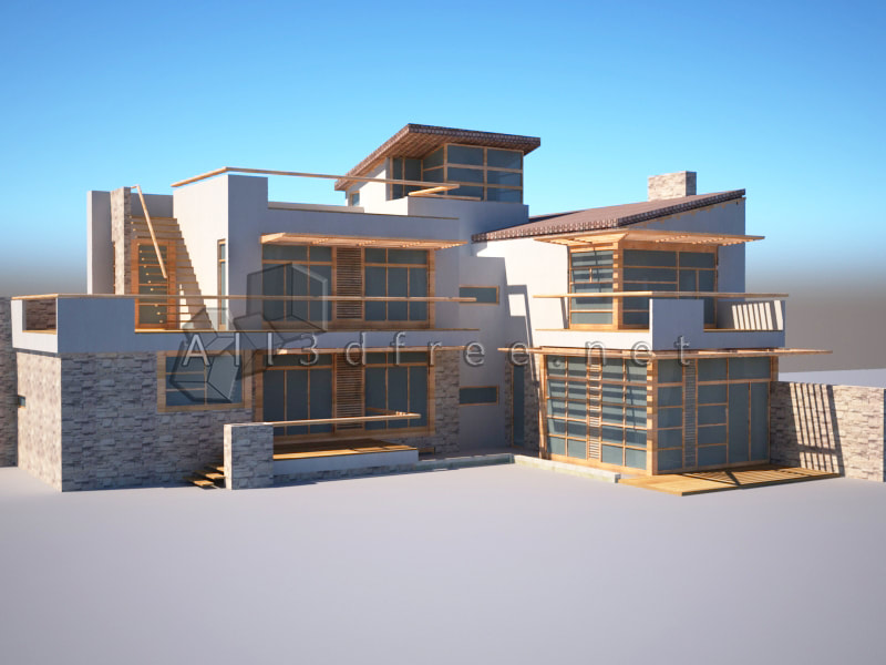 Modern single-family villa free 3d model