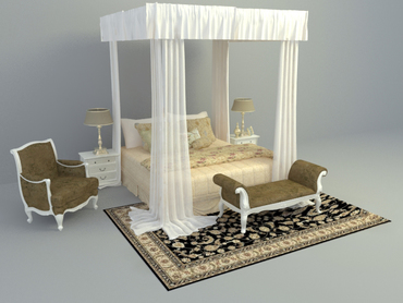 3d model bed free download, elegant with fully height curtain bed set design
