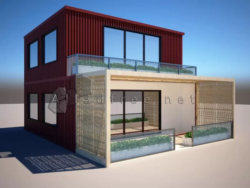 2 Modern single-family container free 3d model