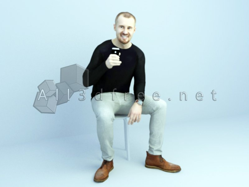 3d Model Collection 2023 - 3d character male playing phone