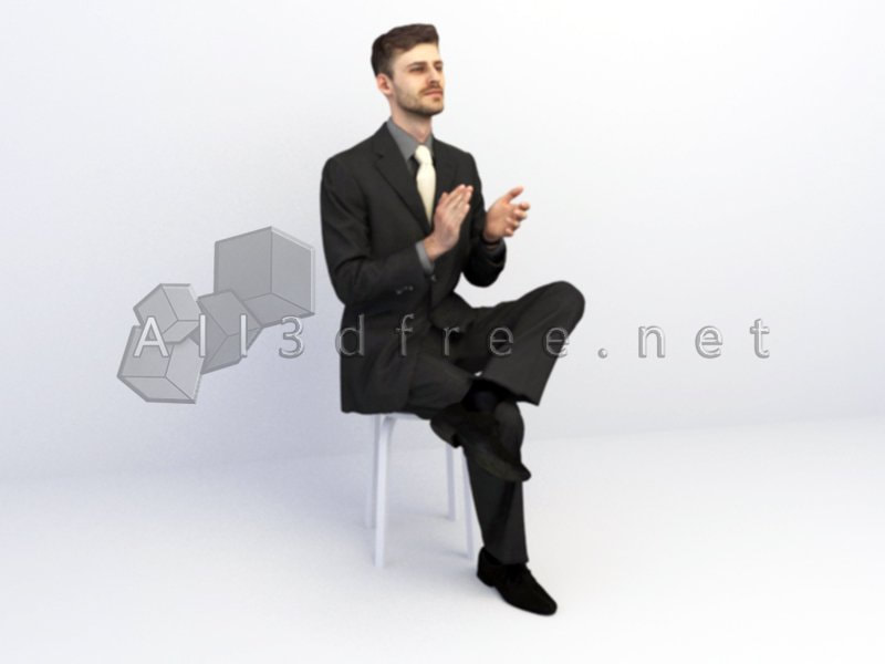 3d Model Collection 2023 - 3d character male sitting and clapping