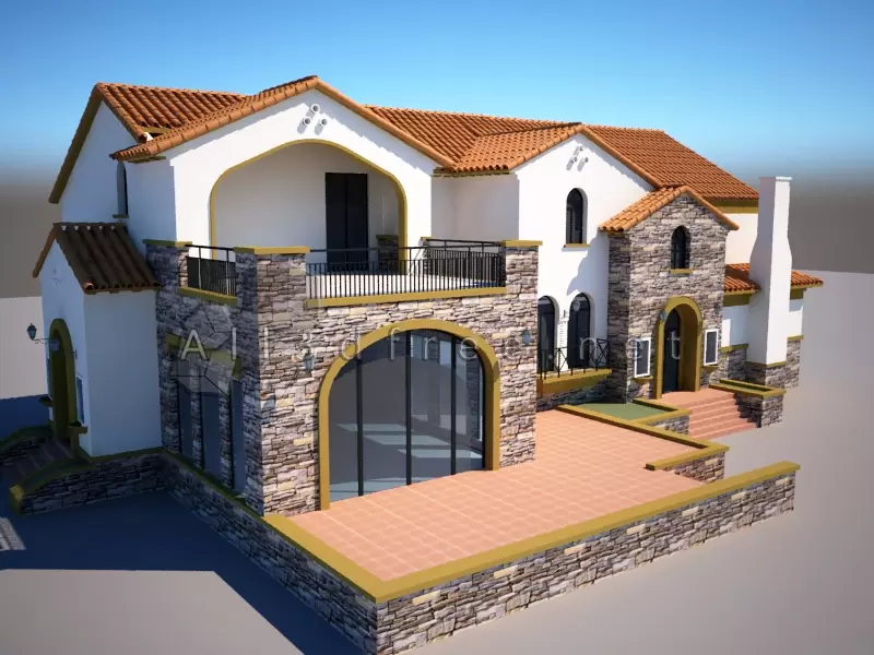 3 European style villa free 3d model