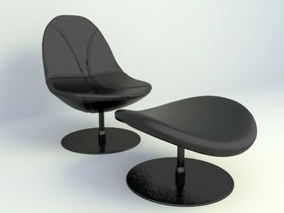 3d chair model 012 - lounge chair and ottoman
