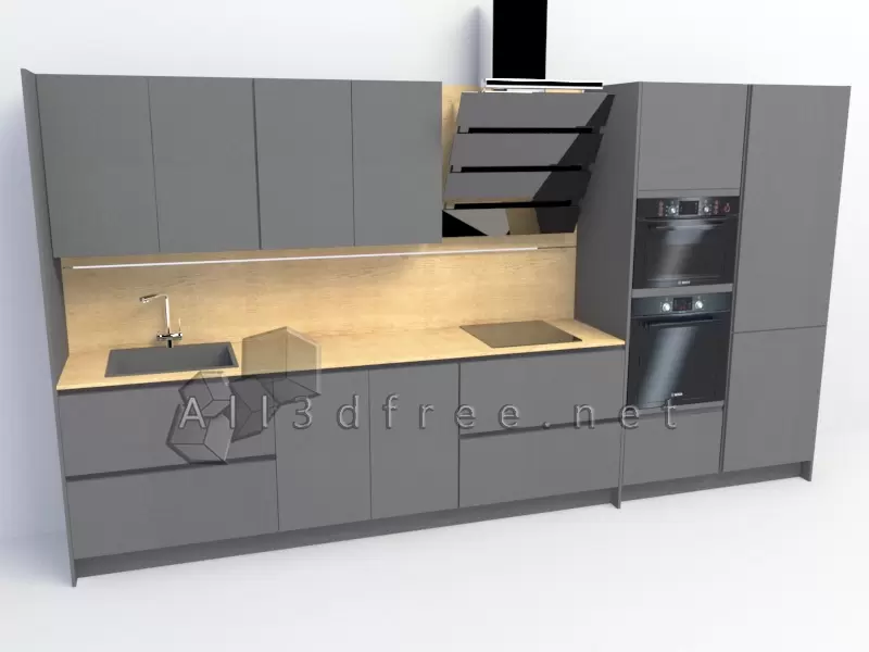 3d model modern kitchen cabinet 012