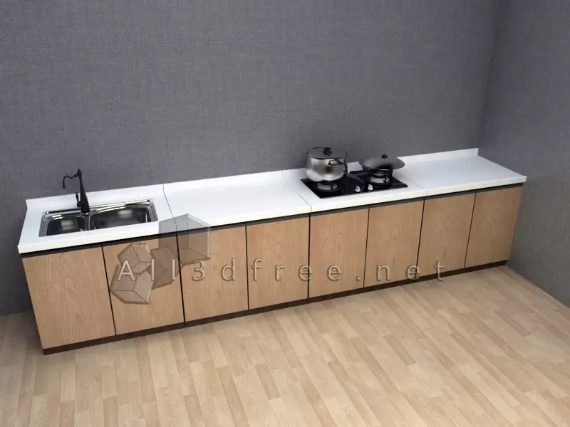 3d model modern kitchen set 011