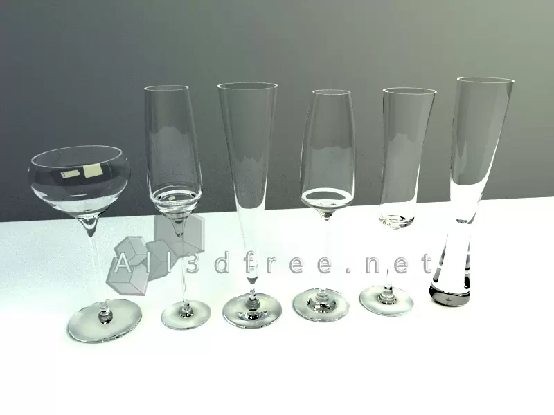 3d model wine glass collection 001