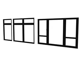 3d window model - Casement and fixed Window 007