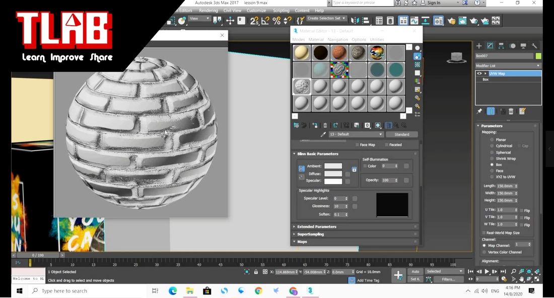 3ds max tutorial beginner - Material editor (bump map and multi sub-objects)