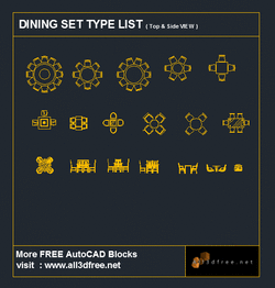 AutoCAD Block Dining Set Collection 001