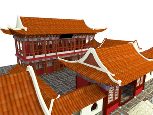 Chinese cultural architecture 3d model free