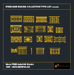 autocad blocks staircase railing collection free download