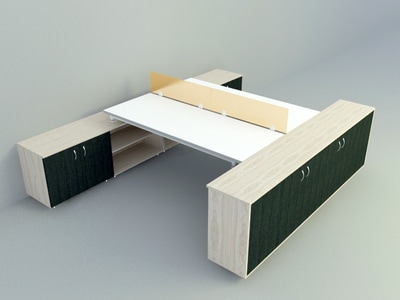 general office table with low cabinet design