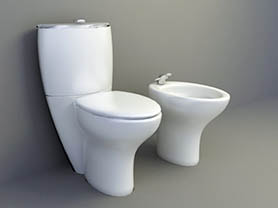 bathroom interior 3d model - close stool & wash basin 005