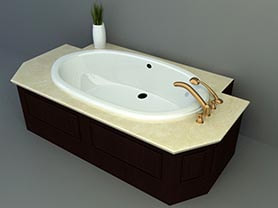 bathroom interior 3d model - Luxury alcove Bathtub 007