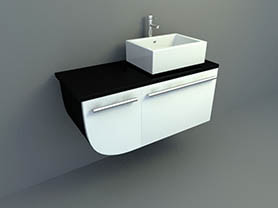 bathroom interior 3d model - Modern style sink with cabinet 002