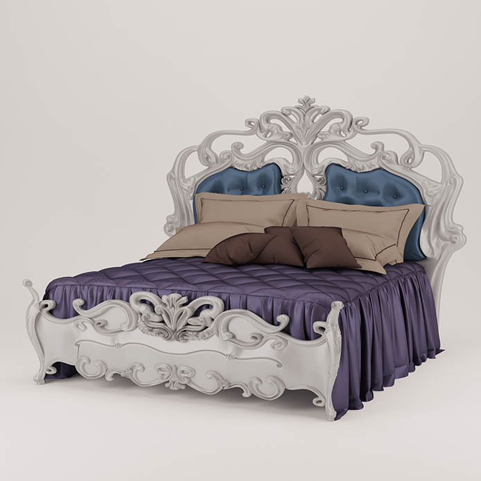 bed 3d model free download - French bed 002