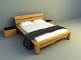 bed 3d models - Panel bed with modern concept 011
