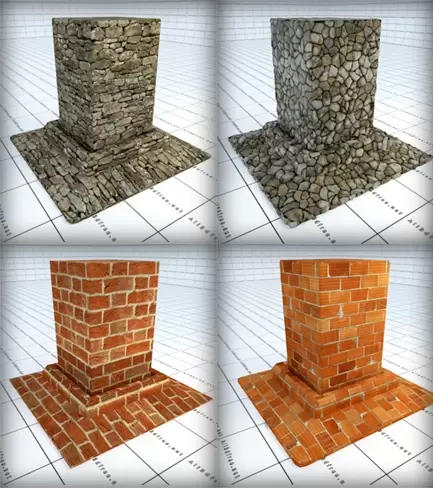 Vray material Brick / Rubble wall collection