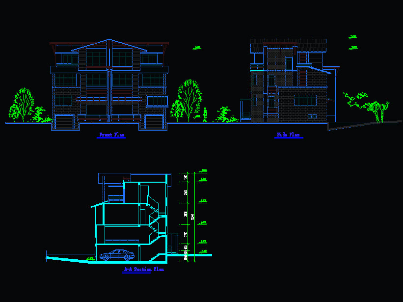 Bungalow working plan cad block free collection