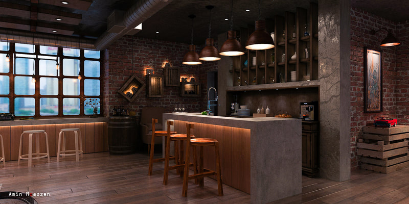 Cafe with American style design (A view) on all3dfree