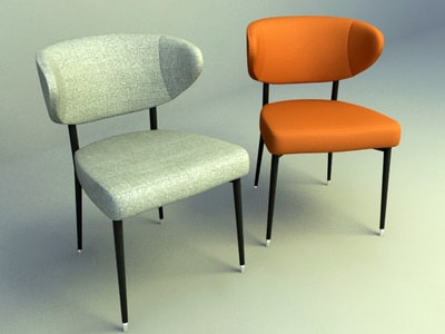 chair 3d model free download 004 - rubber wood cushion chairs